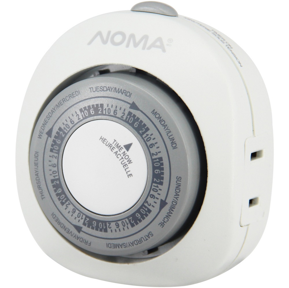 NOMA 7Day Mechanical Vacation Timer, NonProgrammable, Indoor, White