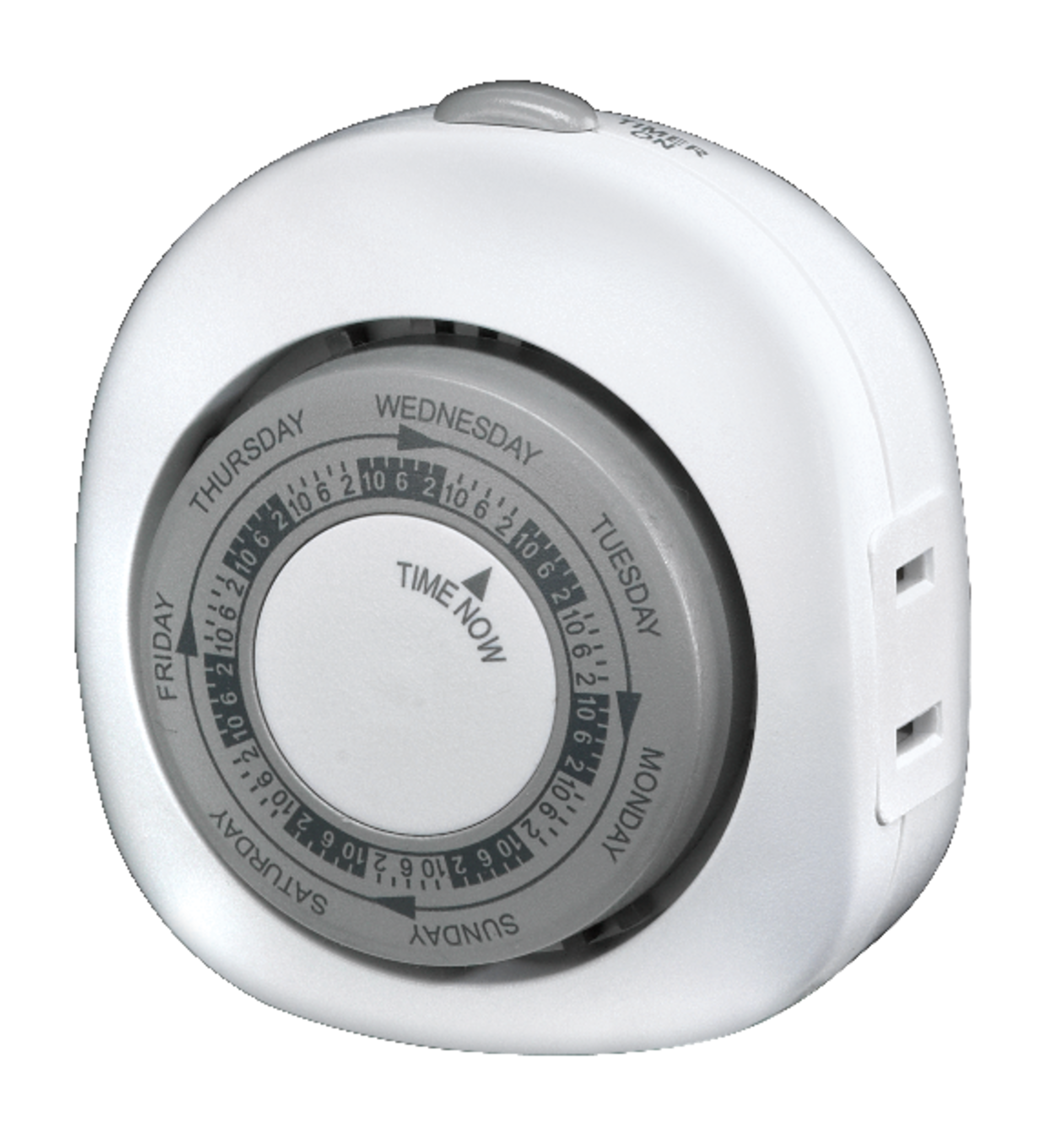 Minuterie mécanique de vacances non programmable d’intérieur NOMA, blanc Front_Angled_Left