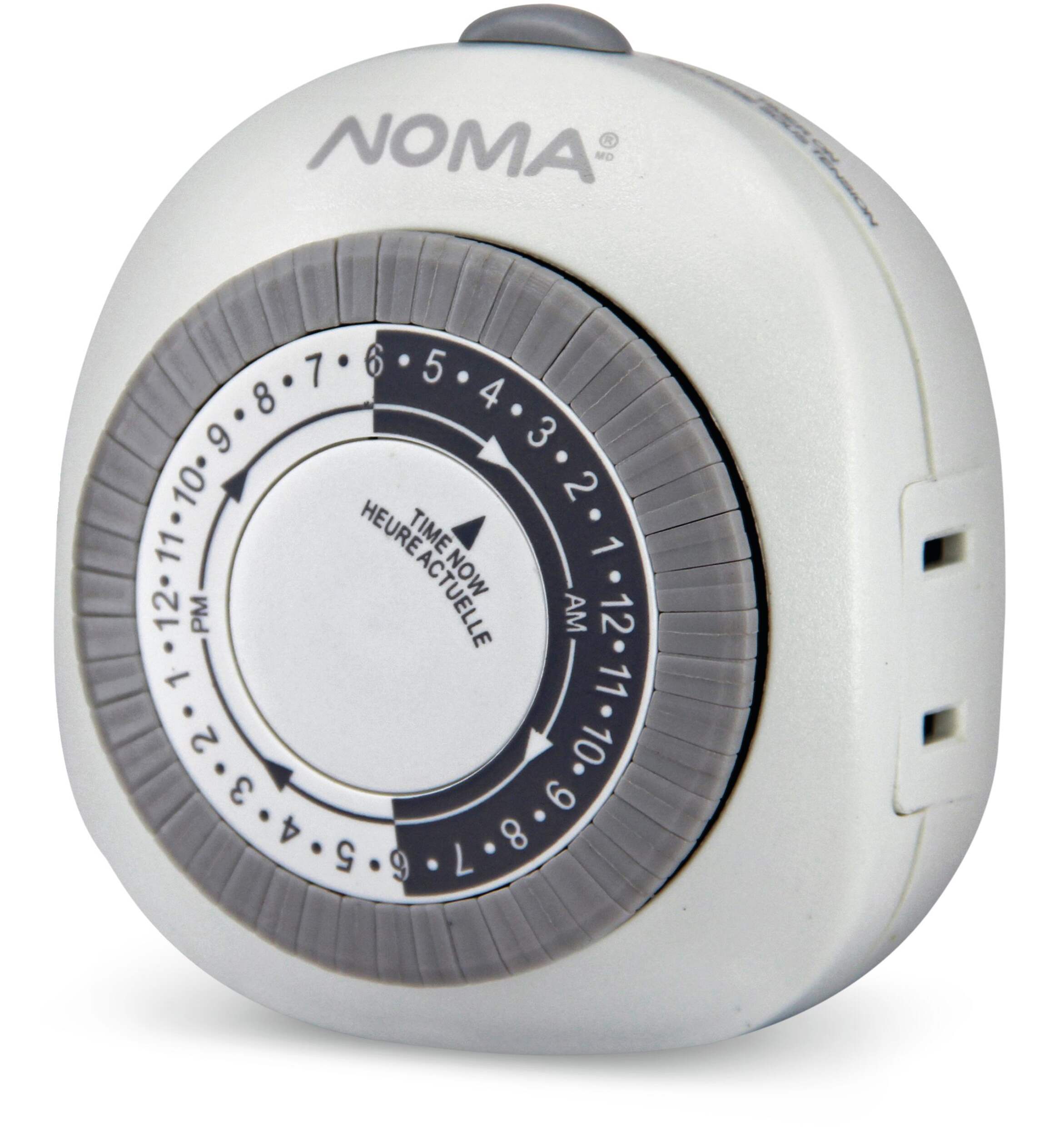 NOMA 24 Hour Indoor Mechanical Timer, 24 Programmable settings, 1-Outlet, White Front_Angled_Left