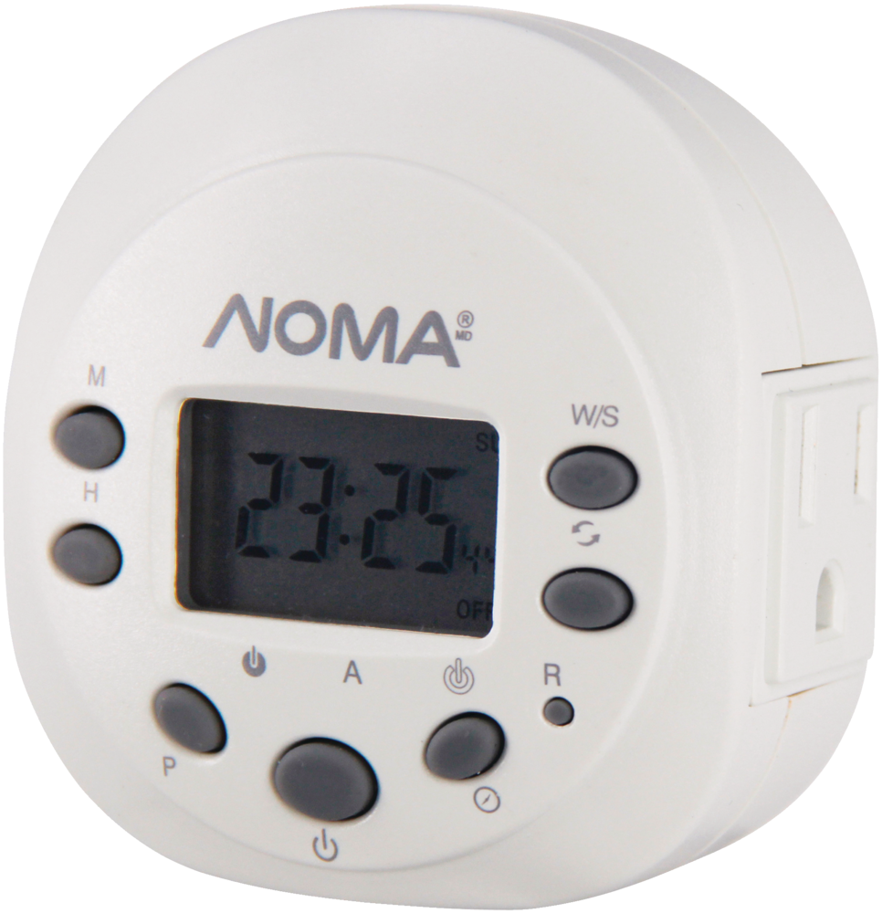NOMA Indoor Digital Timer, 20 Programmable settings, 1Outlet, White