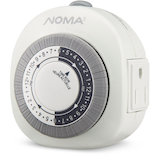 NOMA 24 Hour Indoor Mechanical Timer, 48 Programmable settings, 1 Grounded Outlet, White Front_Angled_Left