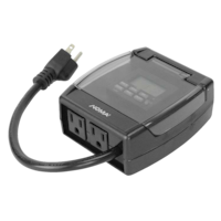 NOMA Outdoor Digital Timer, 20 Programmable Settings, 2 Grounded Outlets, Black