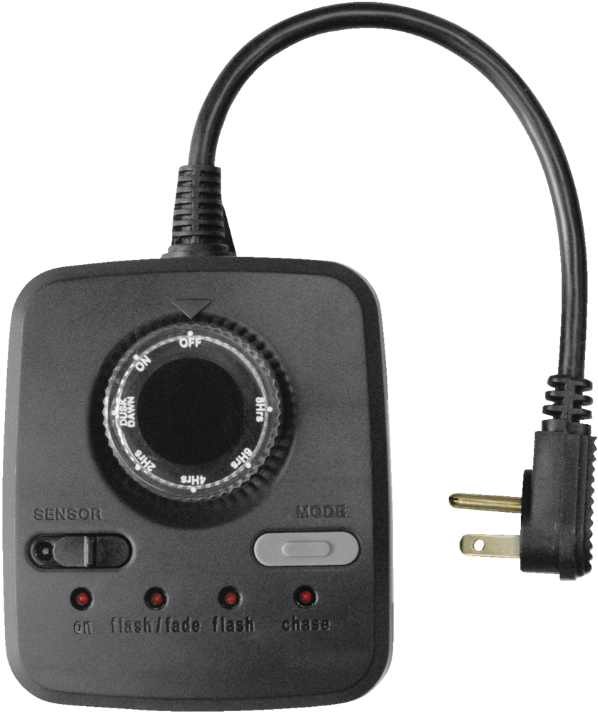 NOMA Outdoor Holiday Light Timer, 4 Light Settings, 3 Grounded Outlets