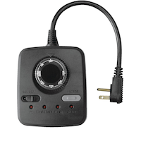NOMA Outdoor Holiday Light Timer, 4 Light Settings, 3 Grounded Outlets, Black