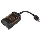 NOMA Outdoor Digital Timer, 140 Programmable settings, 2 Grounded Outlets, Black Overhead_Plunge