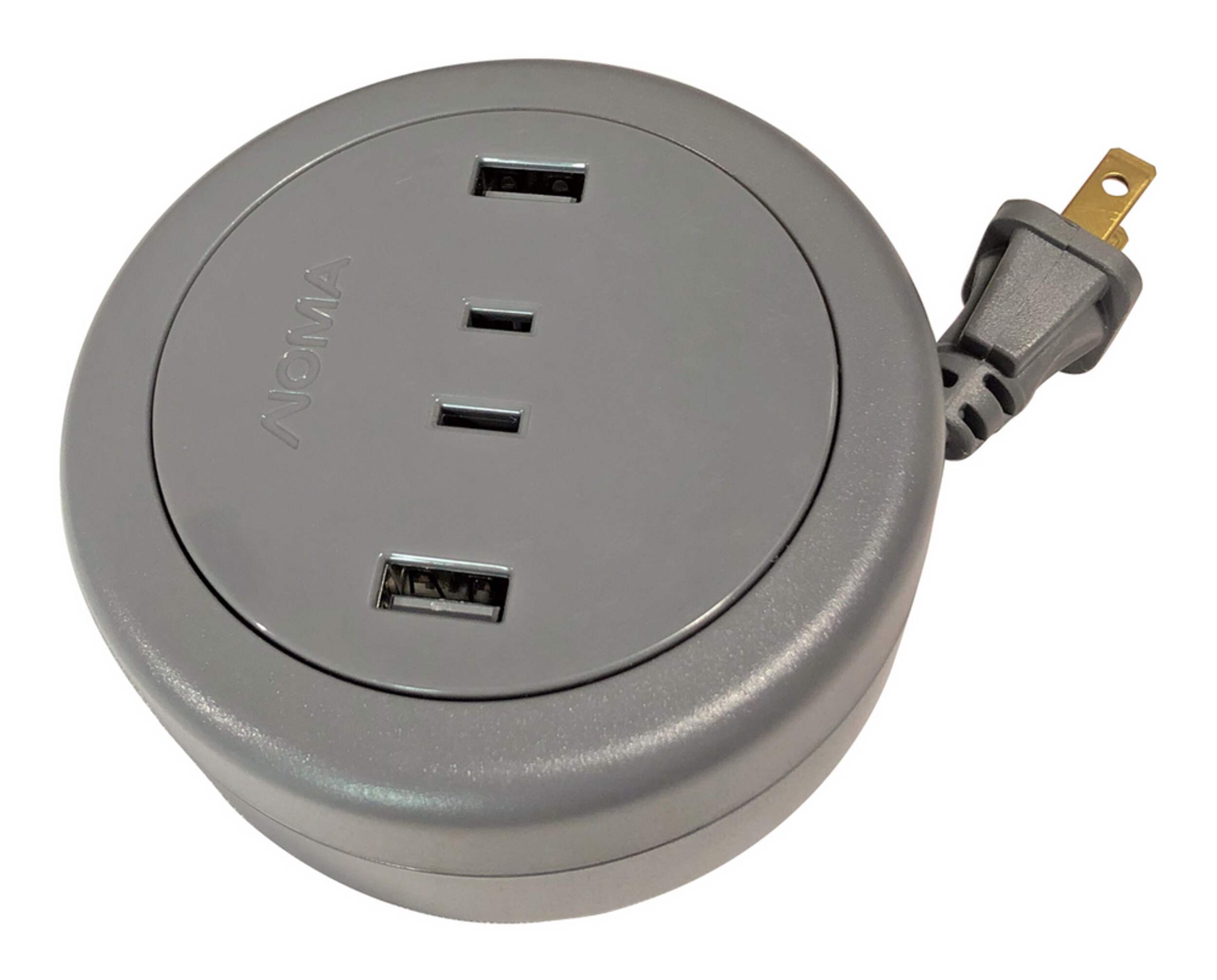 NOMA 1Outlet and 2 USB Travel Extension Cord, 5ft Retractable Plug
