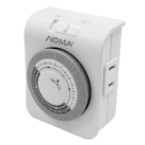 NOMA 24 Hour Indoor Mechanical Timer, 24 Programmable settings, 2-Outlets, White Front_Angled_Left