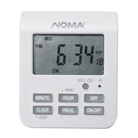 NOMA Indoor Digital Timer, Custom Programmable settings, 2 Grounded Outlets, White Front_Flat