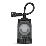NOMA 24 Hour Outdoor Mechanical Timer, 24 Programmable settings, 2 Grounded Outlets, Black Front_Flat