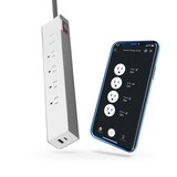 Globe 4-Outlet and 2 USB Port Smart Wifi Power Bar with Surge Protector, Compatible with Alexa and Google Assistant, White Composite_or_Mixed