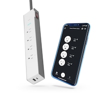 Globe 4-Outlet and 2 USB Port Smart Wifi Power Bar with Surge Protector, Compatible with Alexa and Google Assistant, White Composite_or_Mixed