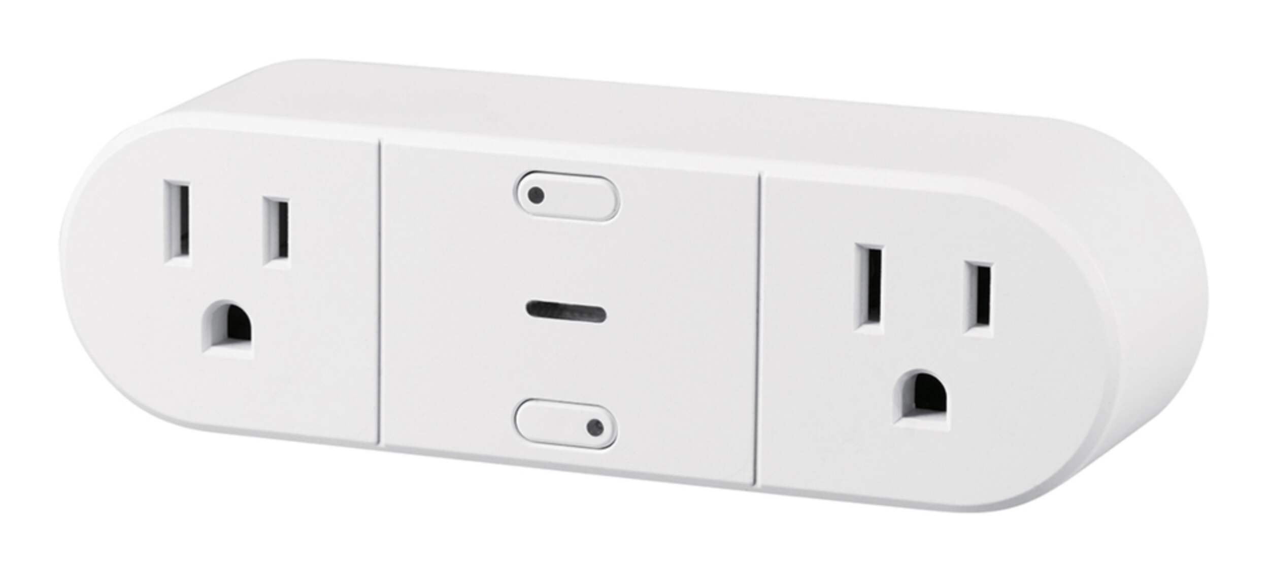 Globe Indoor Wifi Smart Plug, 2-Outlets, Compatible with Alexa and Google Assistant, White Front_Angled_Left