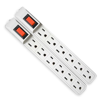 Certified 6-Outlet Power Bar with 3-ft Cord, White - 2-Pack Overhead_Flat