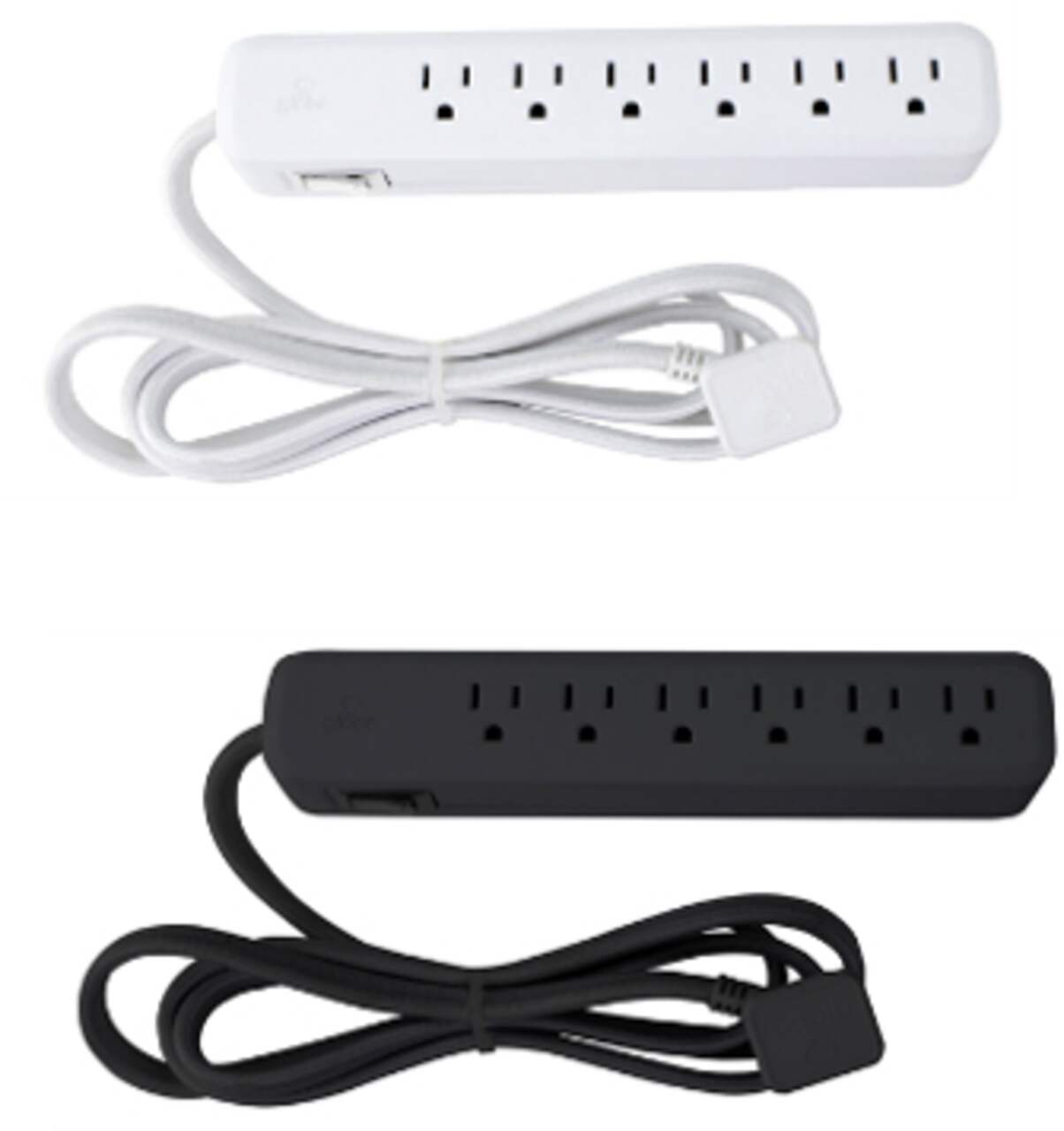 2.5ft Extension Cord w/ 6 Outlet Power Strip White