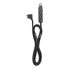 Globe 12-ft 16/3 Fabric Extension Cord, Right Angle Plug, 3 Outlets, Black