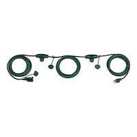 NOMA 25-ft Outdoor Extension Cord, 3 Outlets, Safety Cover, Green Overhead_Flat