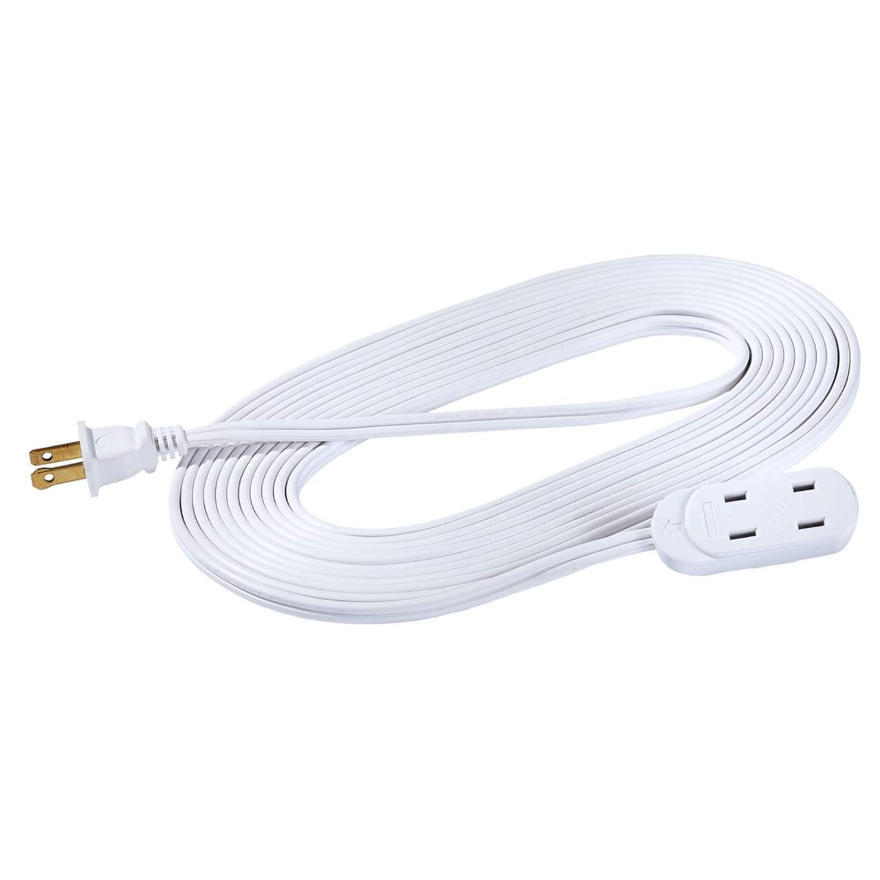 NOMA 20-ft 16/2 Indoor Extension Cord, 3 Outlets with Safety Cover, White