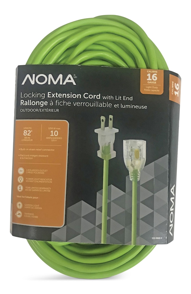 NOMA 82ft 16/2 Outdoor Extension Cord with Lighted end & Locking