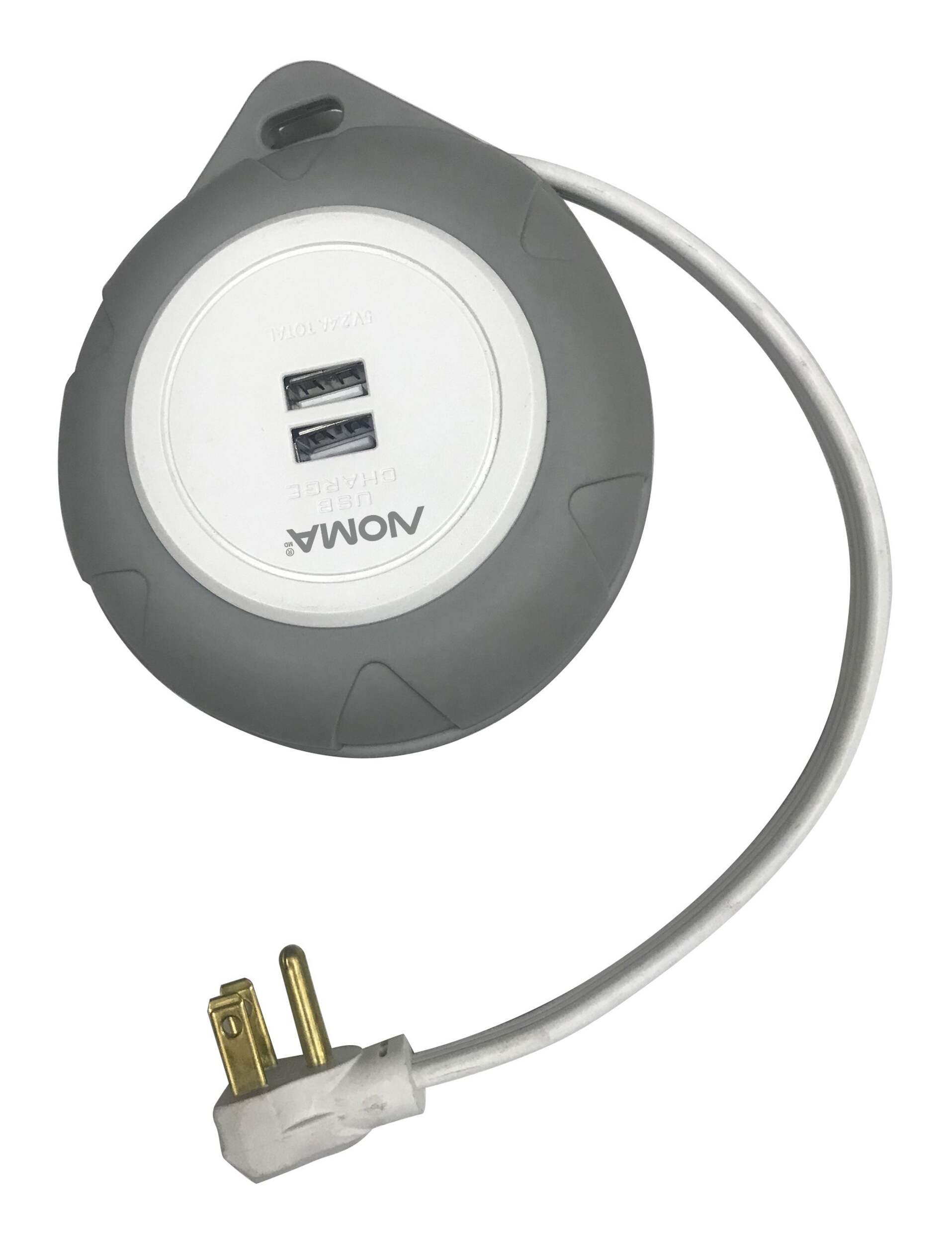 NOMA 1Outlet and 2 USB Travel Extension Cord, 6ft Retractable Plug