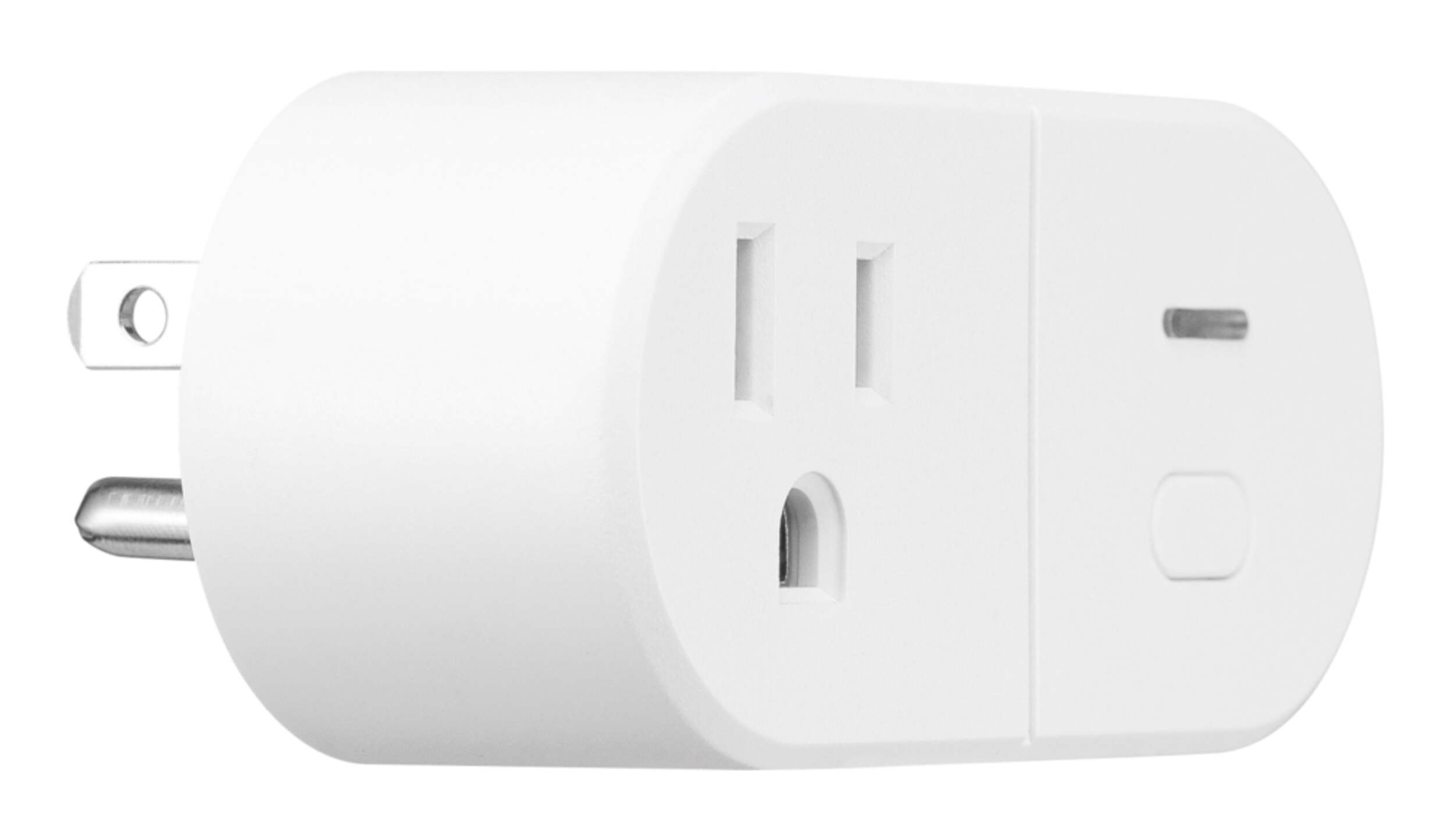 Globe Smart Wifi Plug with Energy Monitoring, 1-Outlet, Compatible with Alexa and Google Assistant, White Front_Three_Fourths_Angled_Right