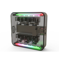 Concentrateur d'alimentation à 6 prises avec limiteur de surtension Globe, 2 prises USB murales avec lumières RVB, 900 joules, transparent/noir Back_Angled_Right