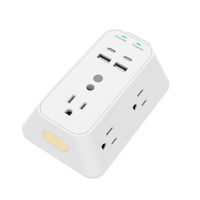 NOMA 5-Outlet Surge Protector Wall Tap with Night Light, 2 USB-A & 2 USB-C Charging Ports, 980 Joules, White Overhead_Plunge