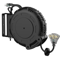 MAXIMUM 40-ft Retractable Extension Cord Reel with Swivel Mount, Black