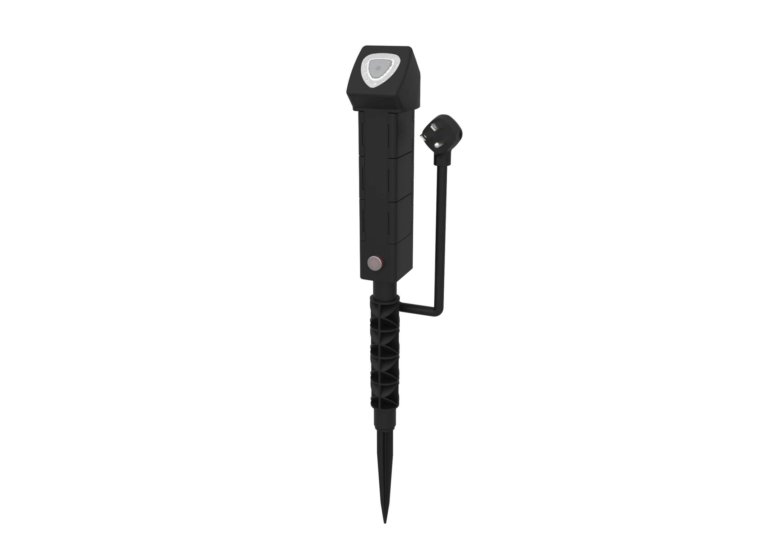 Globe Beacon Wired 6-Outlet Black Outdoor Bluetooth Powered Yard Stake with 6-ft Cord Front_Three_Fourths_Angled_Left