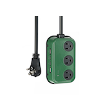 NOMA Retro 3-Outlet Power Bar with 2 USB-A & 2 USB-C Charging Ports, 5-ft Cord, Green Front_Angled_Right