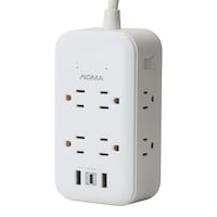 NOMA 8-Outlet 2 USB-A/C Power Bar, White Front_Three_Fourths_Angled_Left