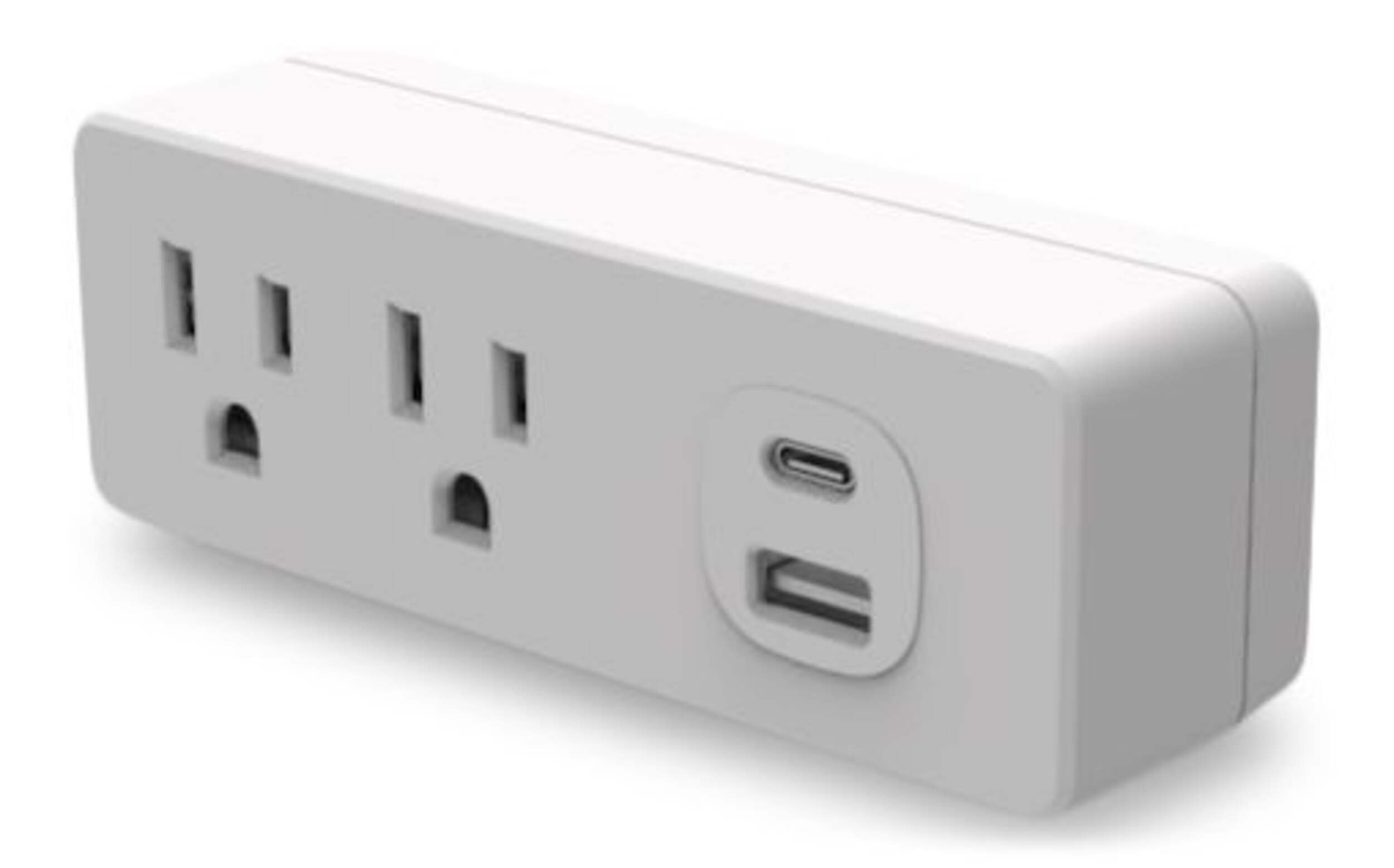 NOMA 2-Outlet Power Bar with USB-A & USB-C Charging Ports Front_Three_Fourths_Angled_Left