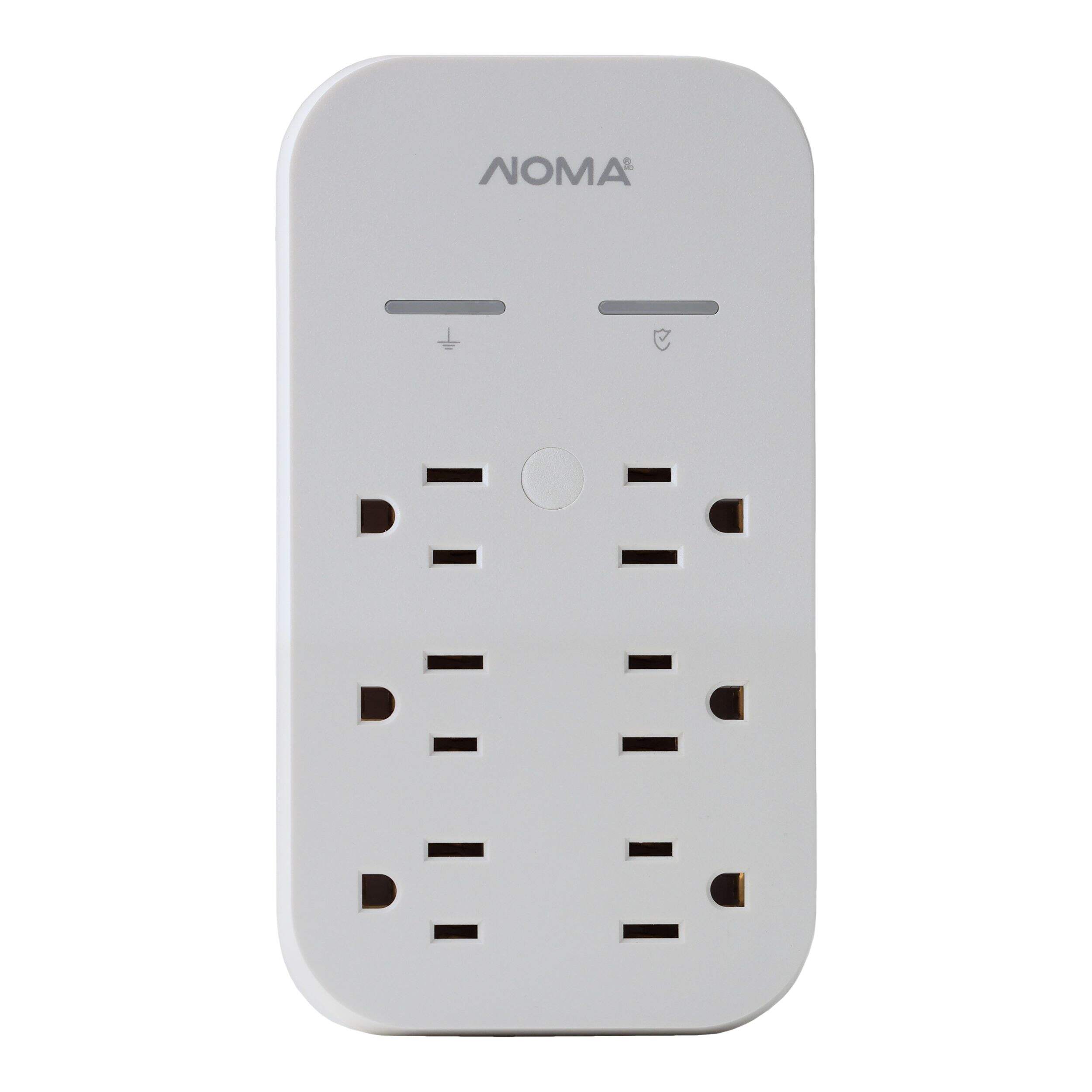 NOMA 6-Outlet Wall Block with 2 USB-A & USB-C Charging Ports Front_Flat