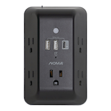 NOMA 5-Outlet Wall Block with 2 USB-A + USB-C + Night Light Front_Flat