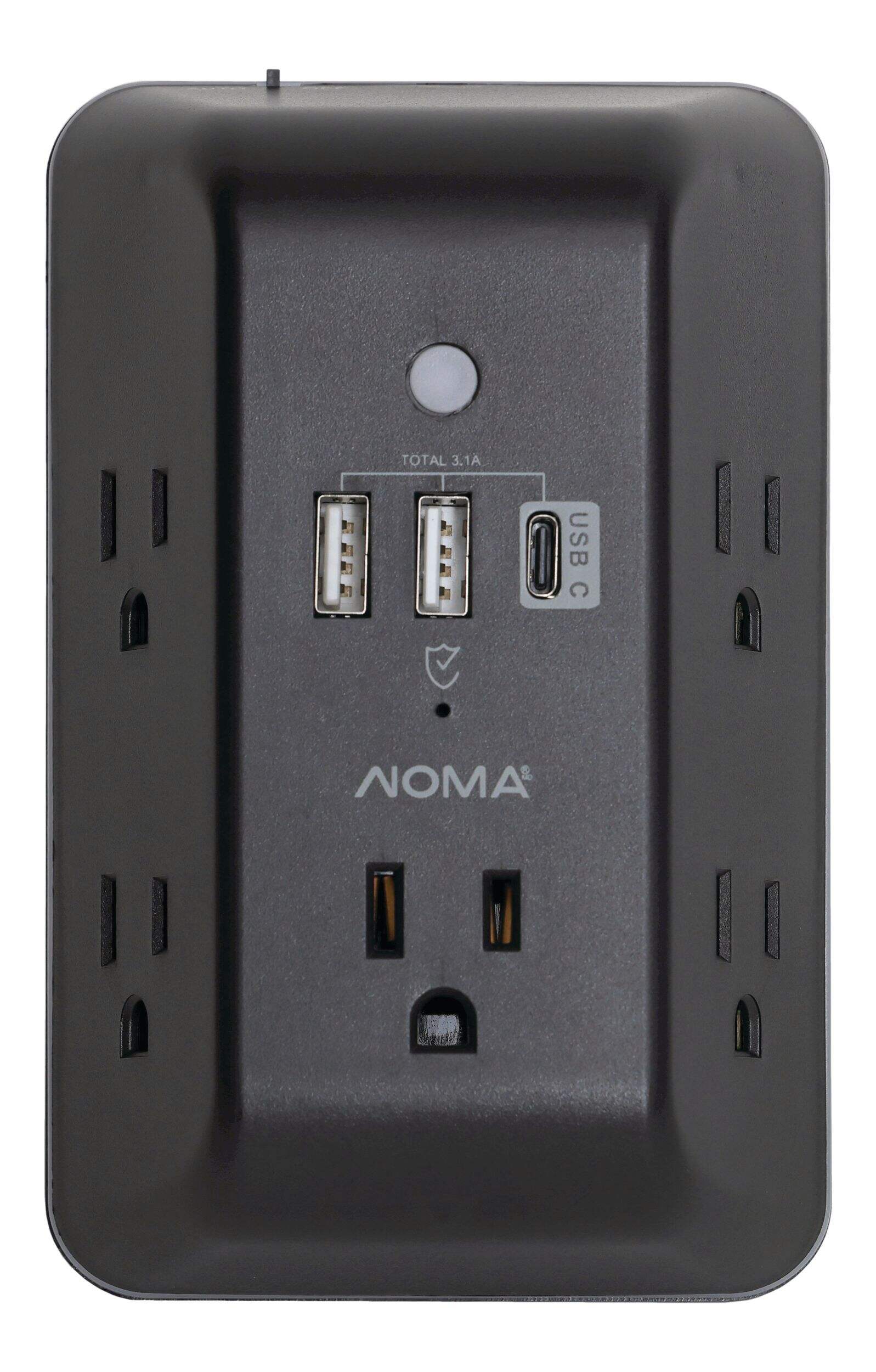 NOMA 5-Outlet Wall Block with 2 USB-A + USB-C + Night Light Front_Flat