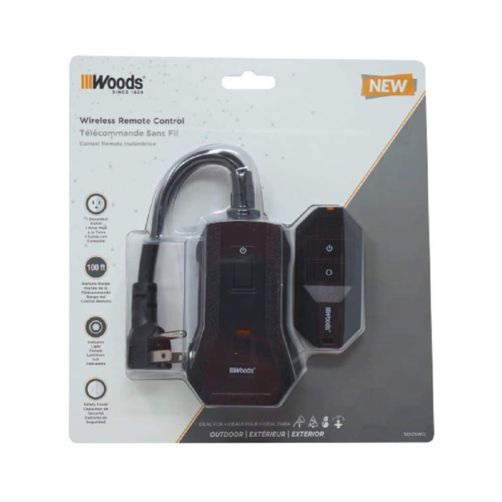 Woods Indoor Wireless Remote w/ Wall Switch
