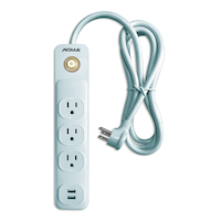 NOMA Retro 3-Outlet Power Bar with 2 USB-A Charging Ports & 6-ft Extension Cord Composite_or_Mixed
