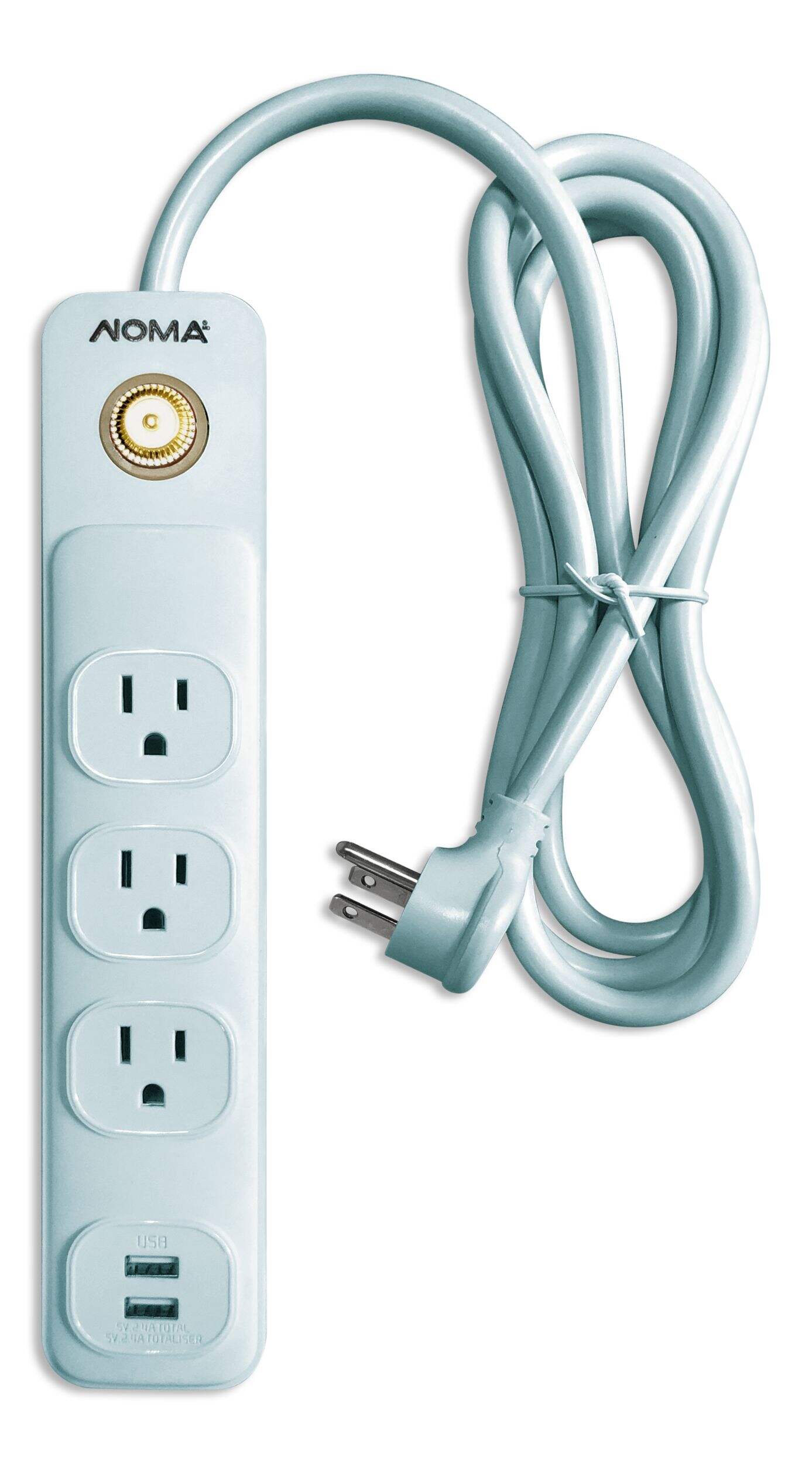 NOMA Retro 3-Outlet Power Bar with 2 USB-A Charging Ports & 6-ft Extension Cord Composite_or_Mixed