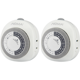 NOMA24 Hour Indoor Mechanical Timer, 2-ok, 24 Programmable settings, 1-Outlets, White Front_Angled_Left