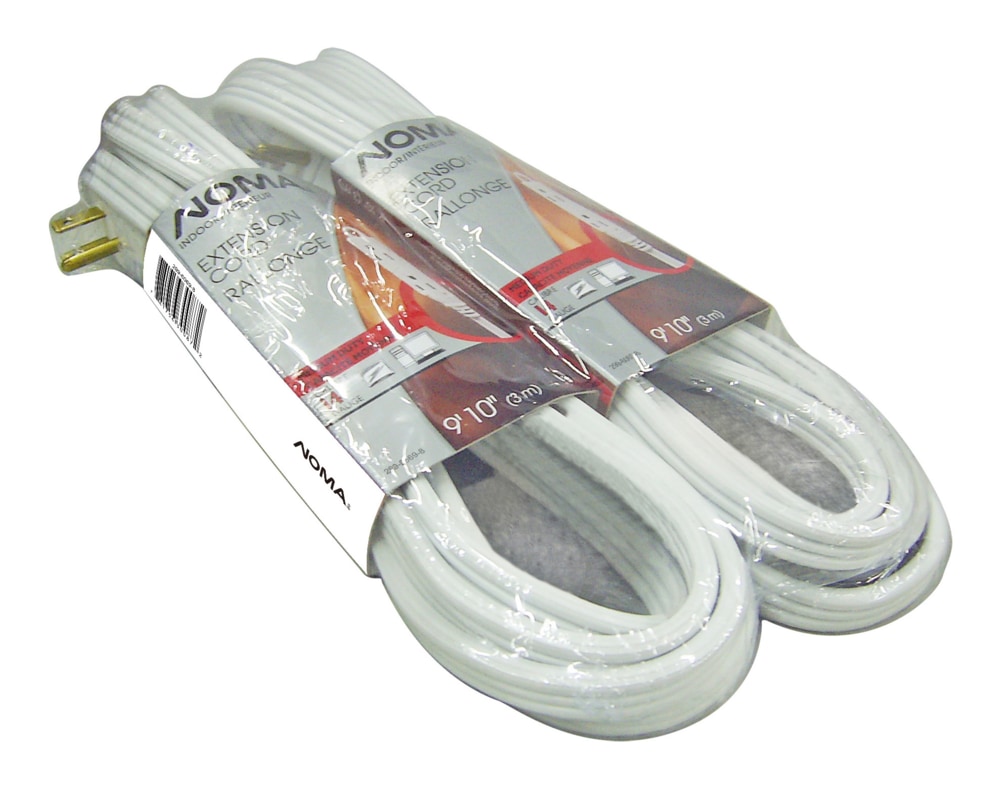 NOMA Indoor Extension Cord, 3 Outlets, White, 9ft 10in, 2pk Canadian Tire