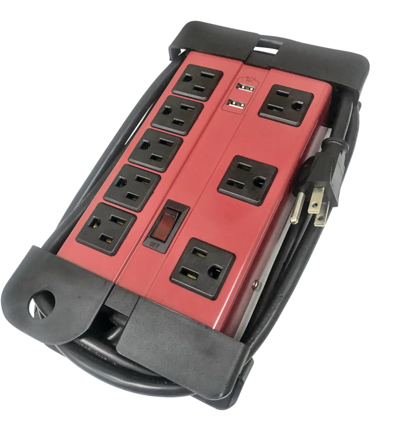 Ritecord 8Outlet and 2 USB Power Bar with 6ft cord, Circuit Breaker