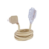 Globe 9-ft 16/2 Fabric Extension Cord, Right Angle Plug, 3  Outlets, Gold Composite_or_Mixed