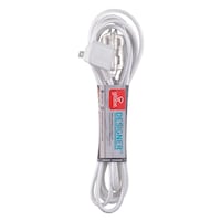 Globe 9-ft 16/2 Fabric Extension Cord, Right Angle Plug, 3  Outlets, White/Silver Overhead_Flat