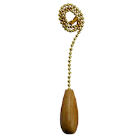 Atron Electro Industries FA51 Ceiling Fan Pull with Brass Beaded Chain, Natural Wood, 12-in
