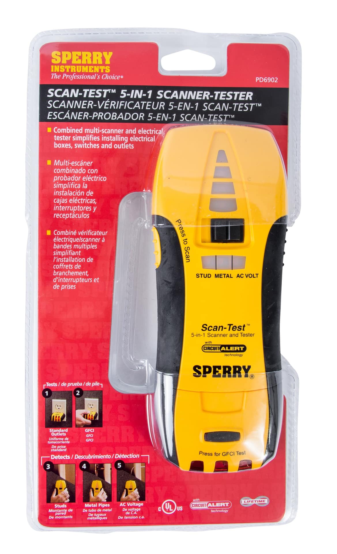 Sperry PD6902 Scan-Test 5-in-1 Scanner and Tester with Circuit ALERT, Yellow