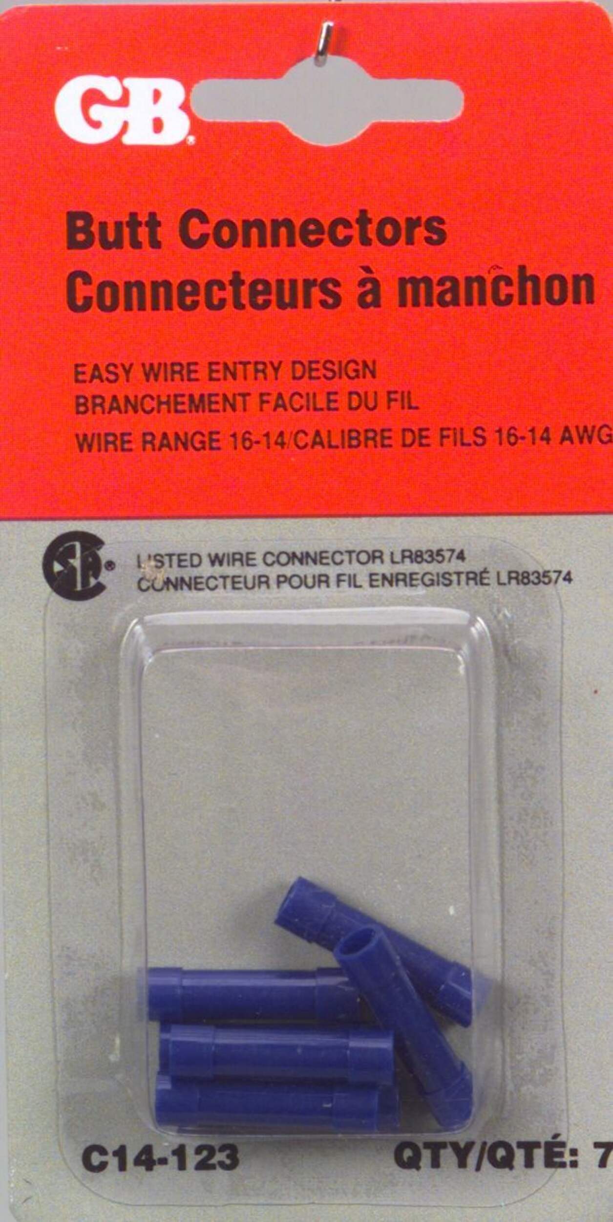 GARDNER BENDER C14-123 Butt Splice Connector, 6-14 AWG Wire Gauge, 7-pk Front_Flat