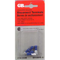 GARDNER BENDER C14-143M Male Disconnect Terminal, 16-14 AWG Wire Gauge, 6-pk Front_Flat