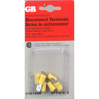 GARDNER BENDER C14-145M Male Disconnect Terminal, 10-12 AWG Wire Gauge, 6-pk Front_Flat