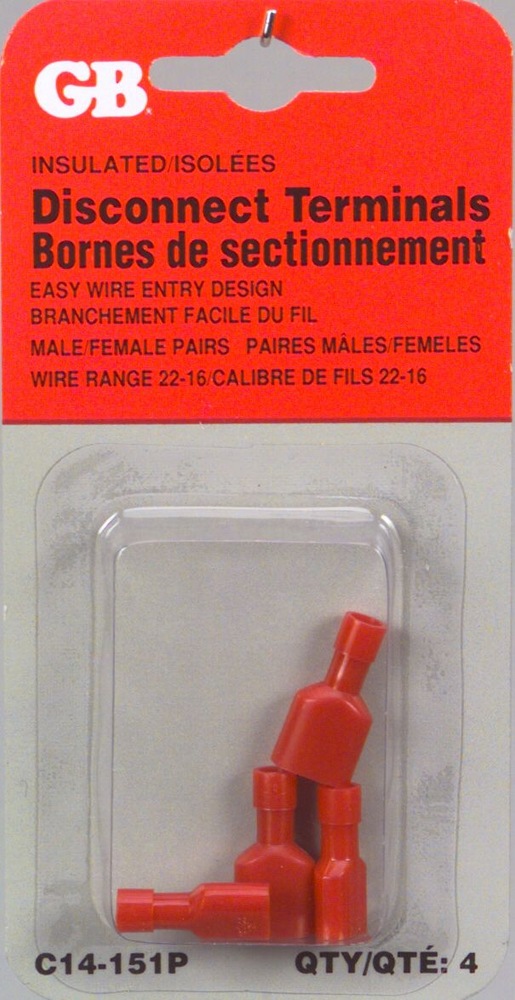 GARDNER BENDER C14151P Insulated Disconnect, 2218 AWG Wire Gauge, 4