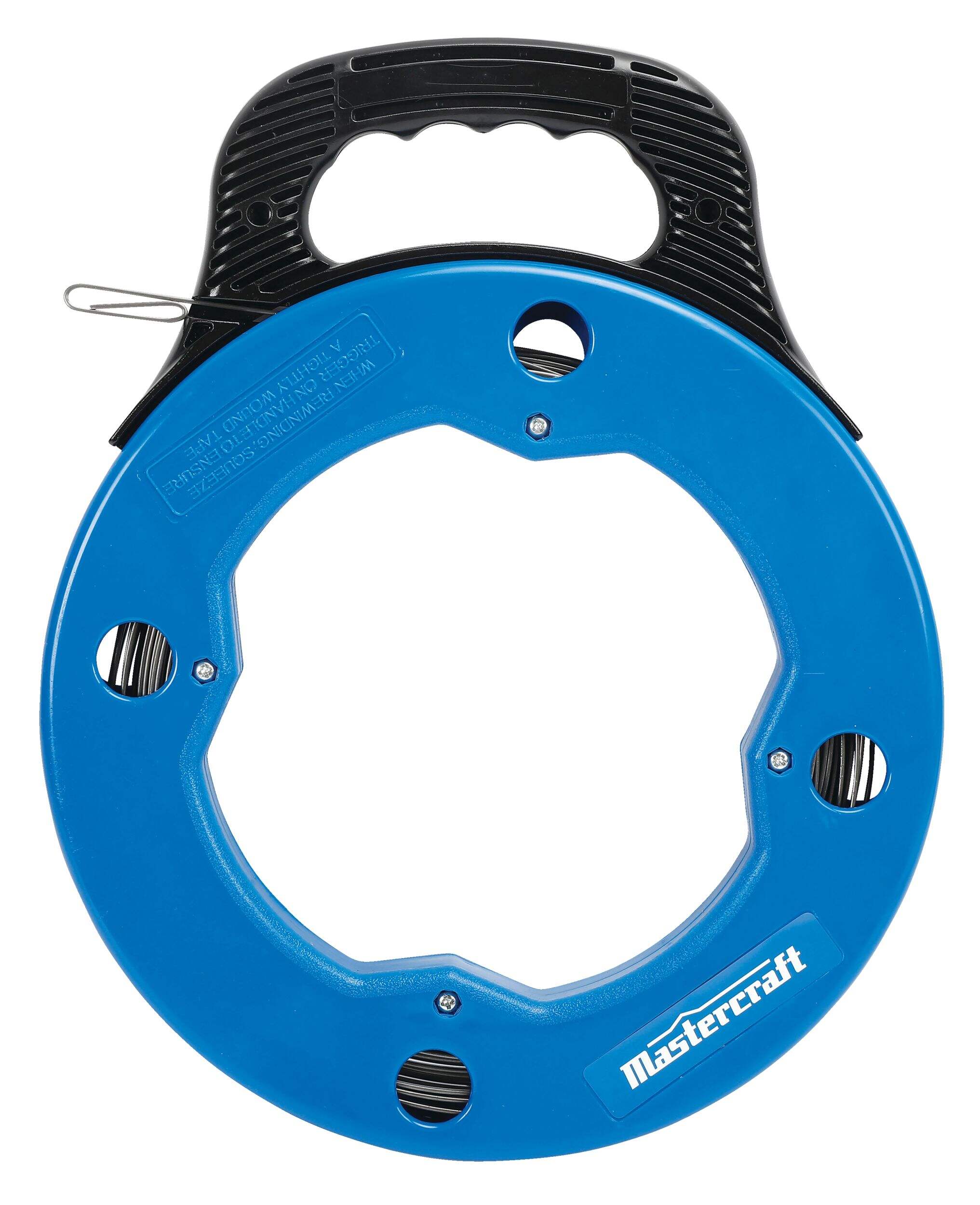 Ruban de tirage électrique Mastercraft avec distributeur à ruban et bobine de rangement, bleu, 100 pi Front_Flat