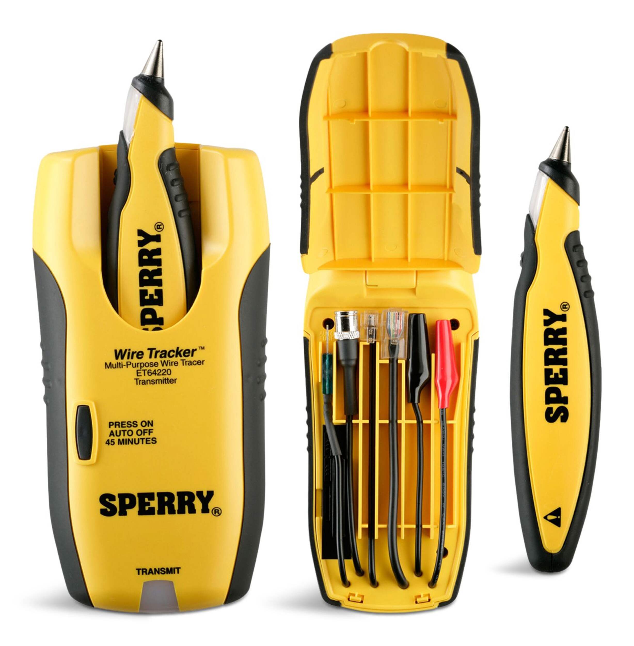 Sperry ET64220 Multi-Purpose LAN Wire Tracker Tone and Probe Wire Tracer with Auto-Shutoff, Yellow Front_Flat